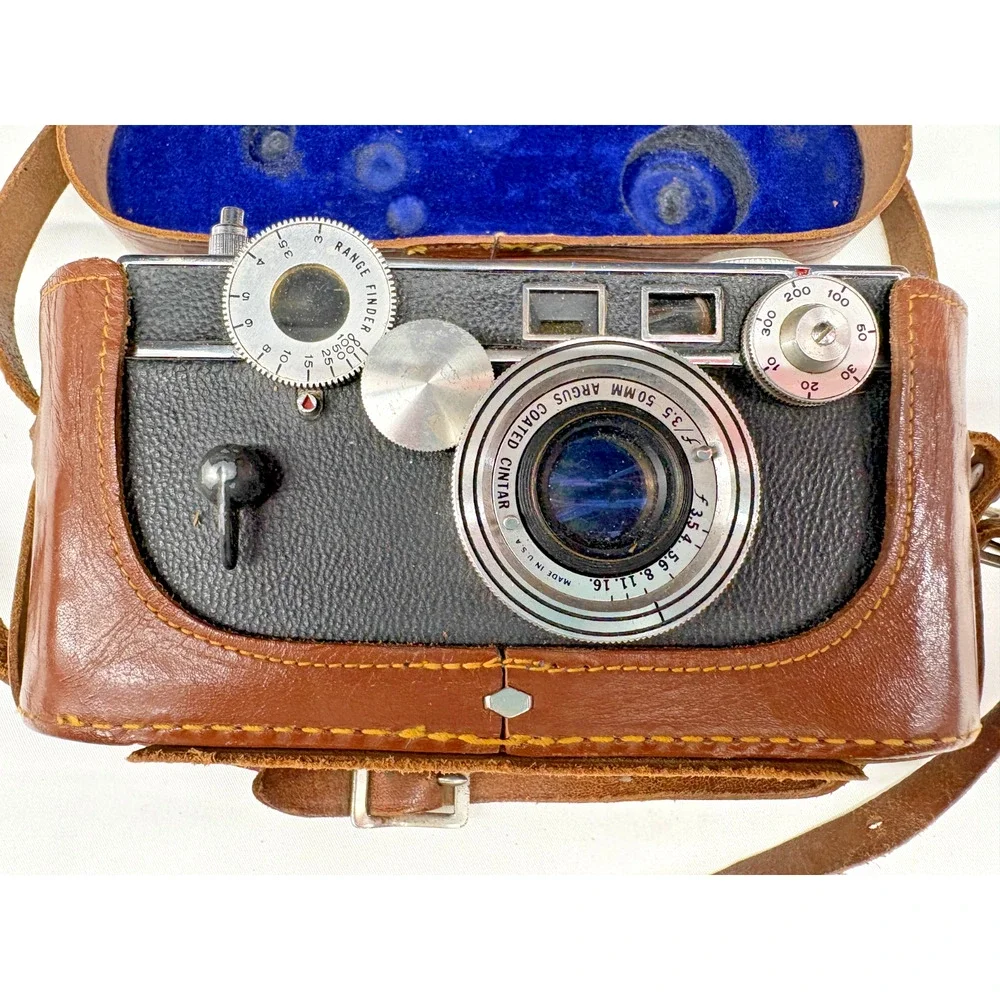 Argus C3 35mm Rangefinder Camera With 50mm Cintar Lens Leather Case Untested